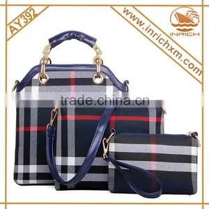 2015 Winter Trendy England Checks Lady's Canvas Handbag Set thumbnail-3