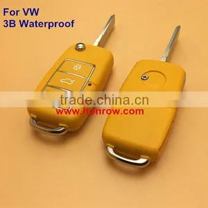 New Arrival VW Volkswagen Yellow Color Waterproof 3 Button Remote Flip Car Key Shell thumbnail-1