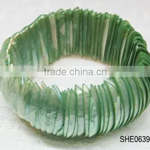 Homemade South Sea Shell Paua Shell Bracelet thumbnail-1