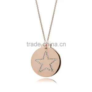 14K Rose Gold Plate With Genuine Crystal Stone Star Pattern in 925 Silver/Brass Customize Design thumbnail-1