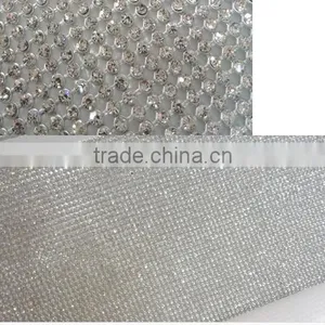 Hot Fix Triming 45x120 Aluminum Rhinestone Mesh SS8 Crystal Silver Base Mesh For Clothing Shoes Dress thumbnail-3