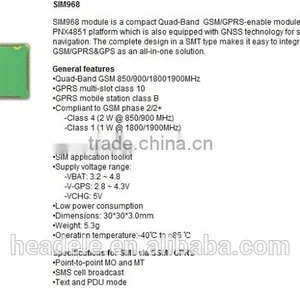 Wirelless Module GSM GPRS+GPS/GNSS Modem SIM968 SIMCOM thumbnail-1