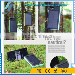 Yellow 5000mAh Dual USB Charger Power Bank Solar Charger With Holder thumbnail-5