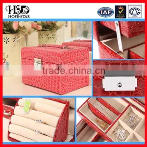 2015 Wholesale Top Sale High Quality Leather Jewelry Box Travel Case thumbnail-1