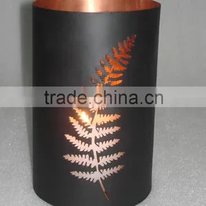Pillar Candle Holder With Tree Filgree in Bronze thumbnail-1