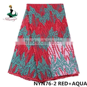 2016 Wholesale Embroidery Tulle Lace Fabric Nigerian French Net Lace for Wedding Dreeses /NYN76 thumbnail-2