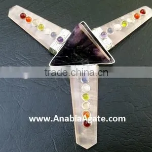Rose Quartz Flat Stick Chakra Gemstone Energy Generator : Gemstone Amethyst Tetrahedron thumbnail-3