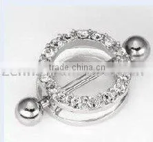 Gemmed Nipple Barbell Ring Body Piercing Jewelry thumbnail-1