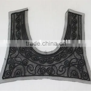 Good Quality Black 100% Polyester Lace Collar Embroidery Lace Applique thumbnail-2