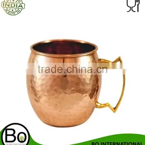 Copper Moscow Mule Barrel Hammered Mug With Brass Handle 8 Oz Nickel Plated thumbnail-1