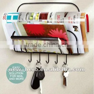 Wall Mounted 5-Tier Letter Rack Magazine Rack And Keys Holder thumbnail-1