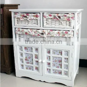 White Handcraft Wicker/willow Kitchen Cabinet Basket thumbnail-1