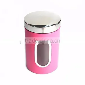3 Pieces Pink Kitchen Food Storage Canister,Stainless Steel Canister Set thumbnail-5