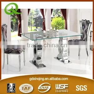 TH370 Xinqing Hot Sale Transparent Glass Dining Table thumbnail-1