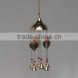 Brass Heart Wind Chimes in Mirror Polish thumbnail-1