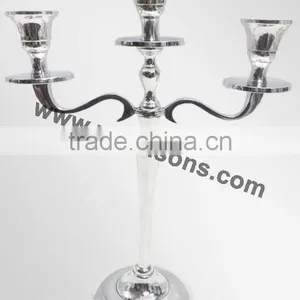 Silver Finish Aluminum 3 Arm Candelabra thumbnail-3