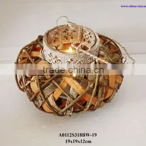 Hanging Rattan and Birch Lanterns thumbnail-2