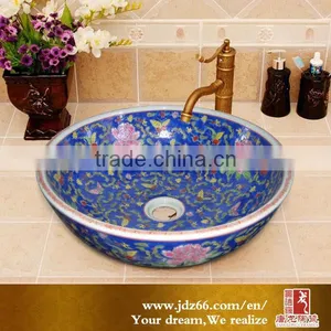 Blue Famille Rose Color Antique Ceramic Cabinet Wash Basin thumbnail-1