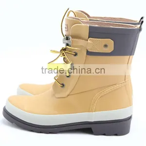 Fashion Latest Lace up Rubber Rain Boots thumbnail-2