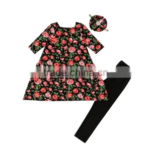 Spring Boutique Baby Clothing Set Baby Girl 2 Peices Set With Headbands Flower Girl 100% Cotton Clothing Outfits for Children thumbnail-1