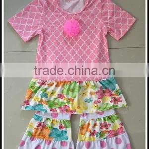 Wholesale Children's Boutique Clothing Girl Owl Top Pink Dots Capris Easter Clothes Giggle Moon Remake Girl Kids Spring Clothes thumbnail-4