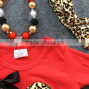 2016 New Baby Girls Spring Outfit Suit Red Leopard Top Kids Clothes With Matching Accessories thumbnail-5
