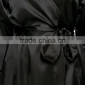 Fashion Wrap Front Long Sleeves Robe Relaxed Fit Silk Robe With Belt thumbnail-4