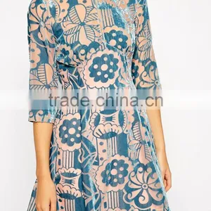 Skater Dress in Premium Velvet Burn Out thumbnail-3
