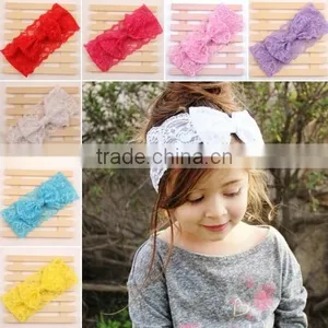 Hot Sale Girl Lace Bow Tie Headband, Girl Wide Lace Headband thumbnail-1