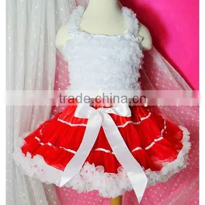 Teen Adult Christmas Red White Satin Binding Pettiskirt Party Dance Dress Tutu thumbnail-1