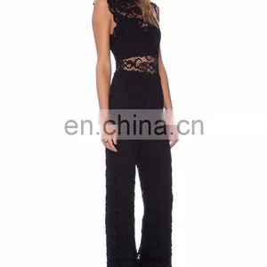 Black Sleeveless Sexy Lace Jumpsuits thumbnail-3