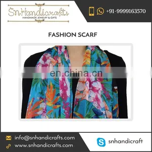 Women Soft Light Weight Summer Floral Printed Scarf of Latest Fashion thumbnail-1