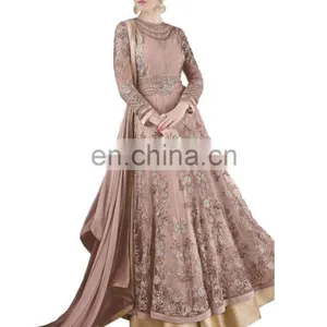 2017 Wedding Engagement Wear Anarkali Net Gown ( Heavy Embroidery Work Semi-Stitched Dress Material ) thumbnail-1