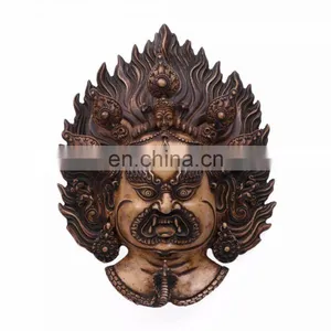 Mahakala Statue Buddha Tibet Buddhism Tibetan Vajrapani Wall Hanging Mask Old Art Ethnic Decorative Vintage Wholesale Lot thumbnail-1