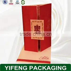 2015 Hot Sale Chinese Traditional Hollow Deep Red Wedding Invitation Cards Embossed English Words mr and Mrs thumbnail-2