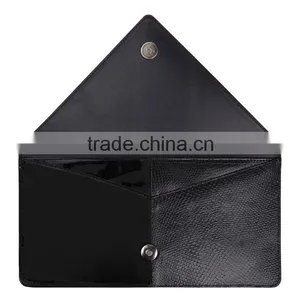 Black Patchwork Lizard Skin and Suede Leather Flat Envelope Hand Bag Clutch Bag Handbag for Women thumbnail-4