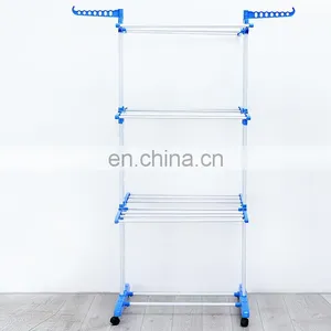 Foldable Houseware Stainless Steel Clothes Coats Towels Shirts Scarves Hats Dresses Ceiling Cloth Silicone Drying Rack thumbnail-1