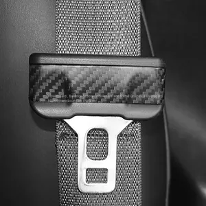Real Carbon Fiber Safety Belt Buckle Decoration Sticker Patch Shell for Tesla Model 3 Y thumbnail-1
