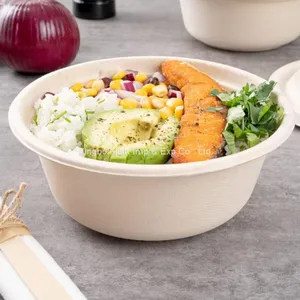 24oz 100% Biodegradable Compostable Disposable Bagasse Sugarcane Round Bowl (400/CS) thumbnail-3