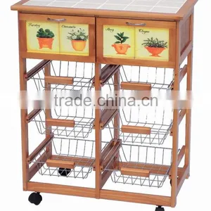 Pine Wood Kitchen Trolley thumbnail-1