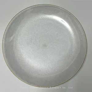 Cheap Wholesale Transparent Plastic Charger Plate With Gold Rim thumbnail-5