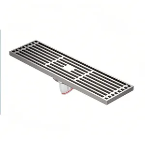All Brass Rectangular Large Displacement 8CM Wide Hotel Shower Floor Drain Thickened Durable for Modern Kitchen Outdoor Bathroom thumbnail-1