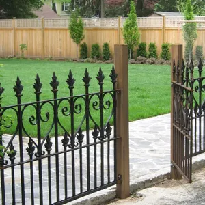 Elegant Black Wrought Iron Garden Fence Panels - Commercial Grade Steel Fencing With Gates thumbnail-4
