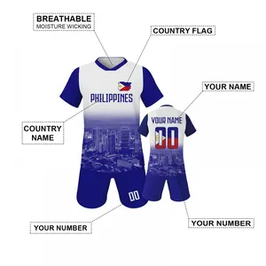 Wholesale Philippines Football Uniform Kids Soccer Jerseys Sport Kits Soccer Shirt Child Tracksuits Sportswear Clothes For Children Wear thumbnail-1