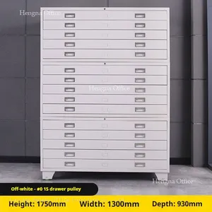 White Overlay Map Cabinet for Office | Mobile With Heavy Wheel | A0 - A4 Blueprint Storage for Design Studio thumbnail-3