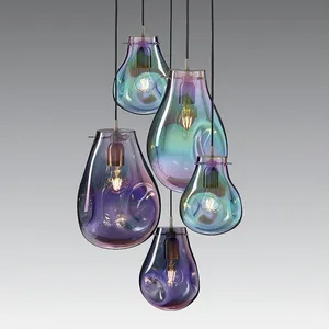 Iridescent Soap-Bubble Glass Pendant – 5 Colors Ø23xH29cm, E27 thumbnail-2