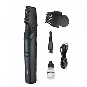USB Rechargeable Stainless Steel Men's Body Hair Trimmer for Groin, Beard and Full-Body Grooming, Portable Home Travel Shaver thumbnail-3