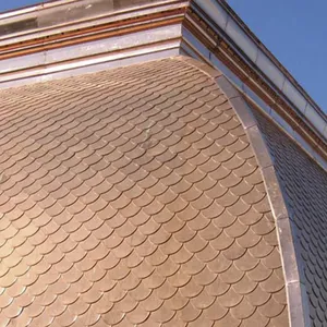 0.5mm Thick Copper Roofing Shingles, 12x18in Natural Patina, 50-Year Warranty thumbnail-2