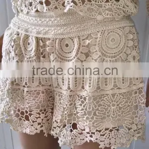 Embroidery Water Soluble Lace/cotton Lace Shorts for Girls in Summer thumbnail-3