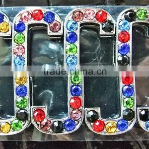 Produce Zinc Alloy 10mm Colorful Rhinestones Slide Letters thumbnail-1